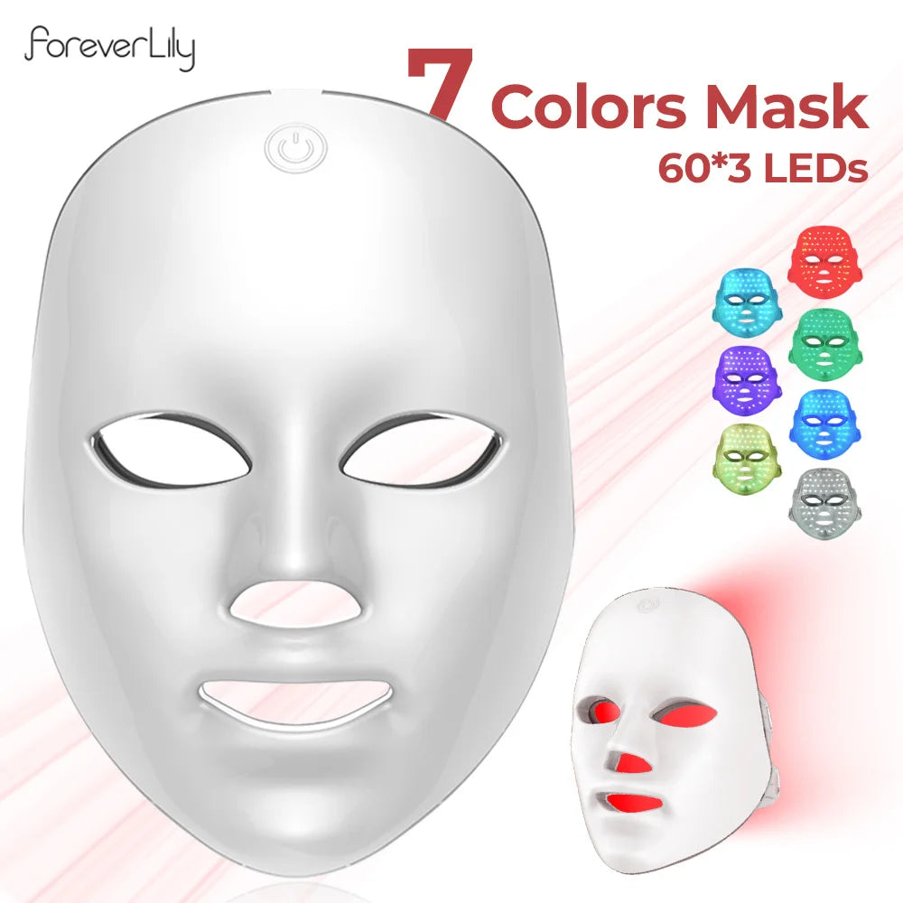 7 Colors Photon Facial LED Mask Red Light Anti-Wrinkle Rejuvenation Skin Care LED Face Mask Beauty SPA Ance Repair Skin Brighten